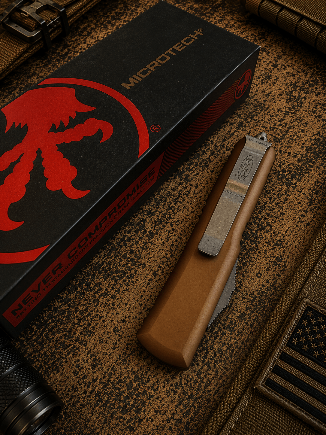 Microtech UTX-85 S/E OTF Automatic Knife Tan (3.125" Apoc)