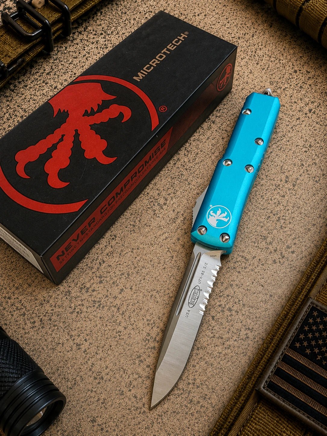 Microtech UTX-85 SE OTF Automatic Knife Turquoise  (3.1 SW)
