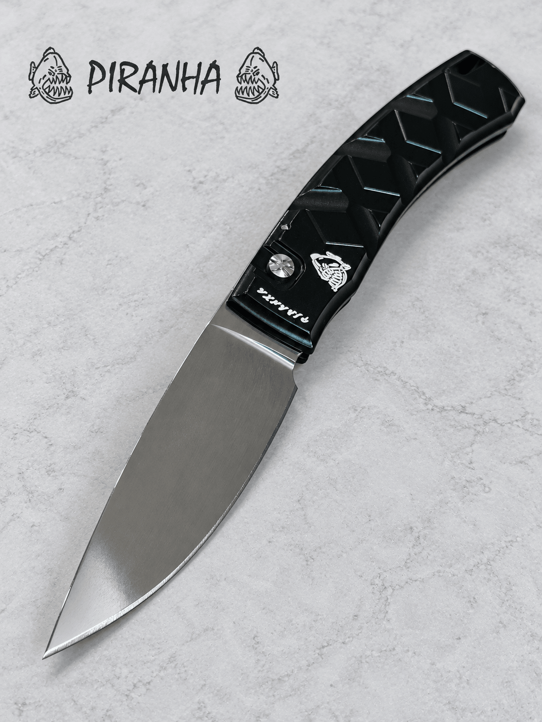 Piranha X Automatic Knife – Black Aluminum  3.30 Mirror-Polished Drop Point 154CM  USA Made
