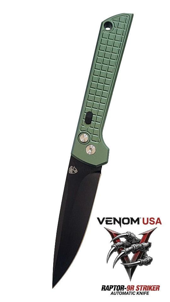 Raptor-9R Striker Automatic Knife OD Black DP 3.5 - Premium Tactical Blade for Elite Collectors