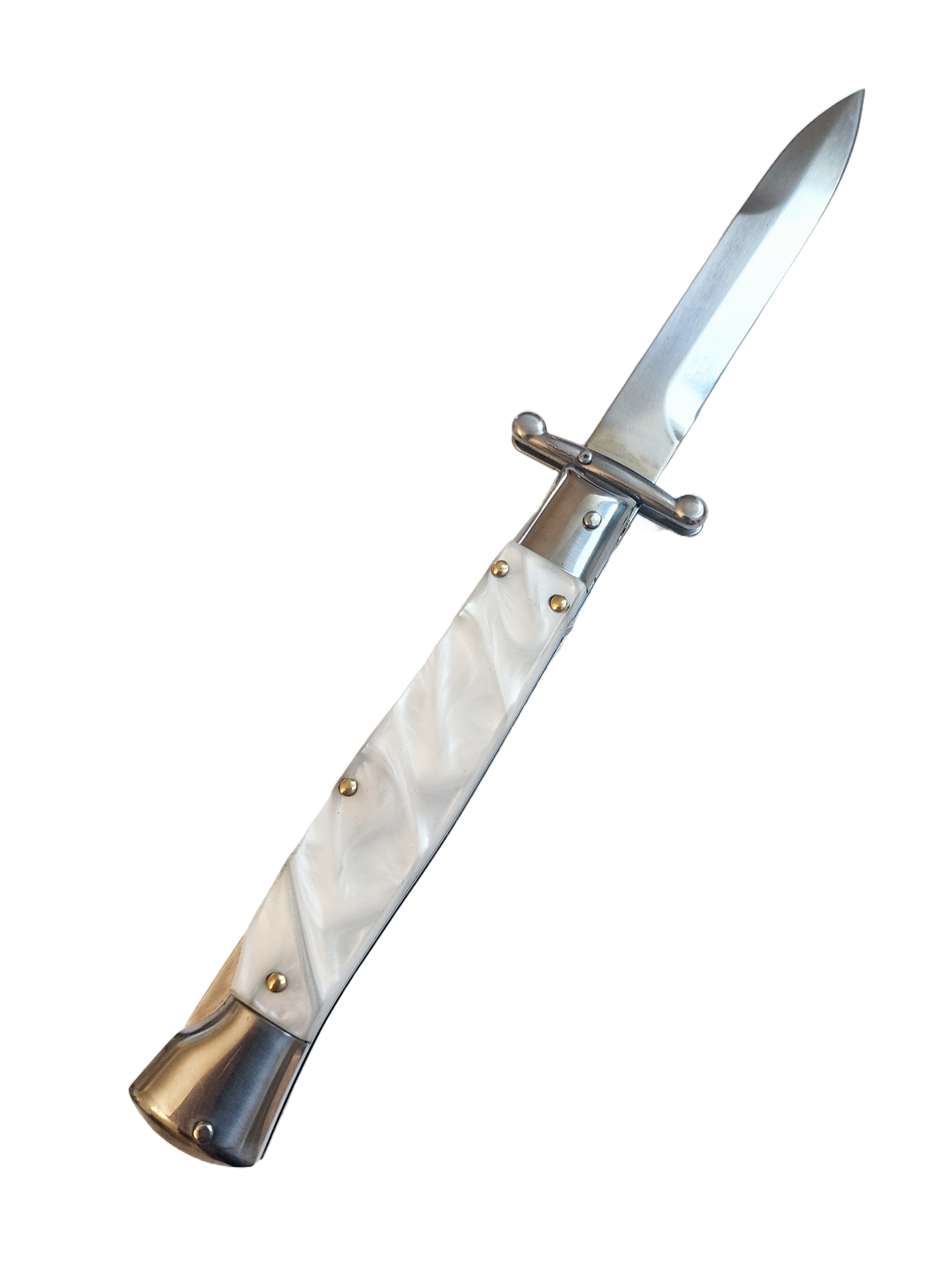 AKC Swinguard 9" Automatic Italian Stiletto Pearl (4" Polish Bayonet).