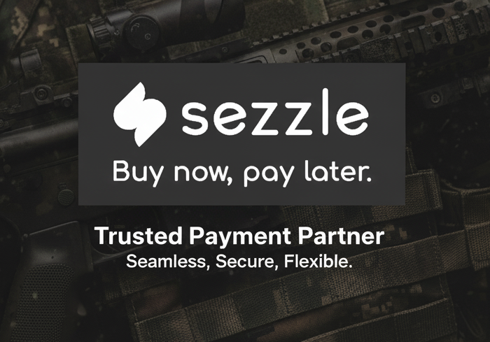 Sezzle Payment Logo on Tactical Background