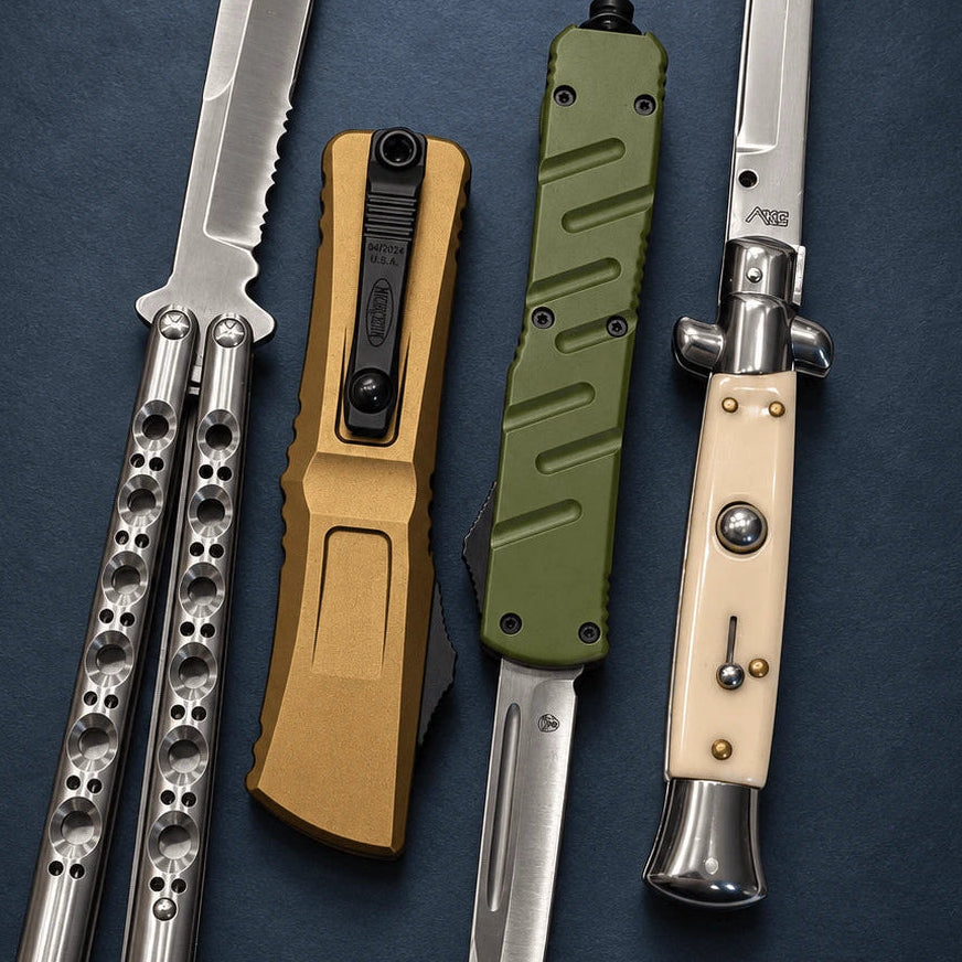 Shop All Knives Category featuring Automatic Knives, Otf Knives, Folding Knives and Butterfly Knives
