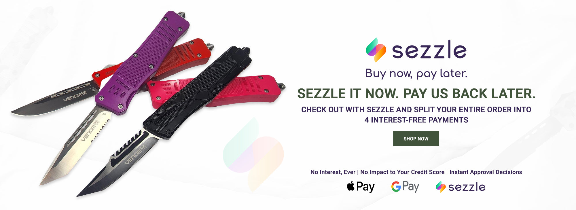 Buy Now & Pay Later on All Knives