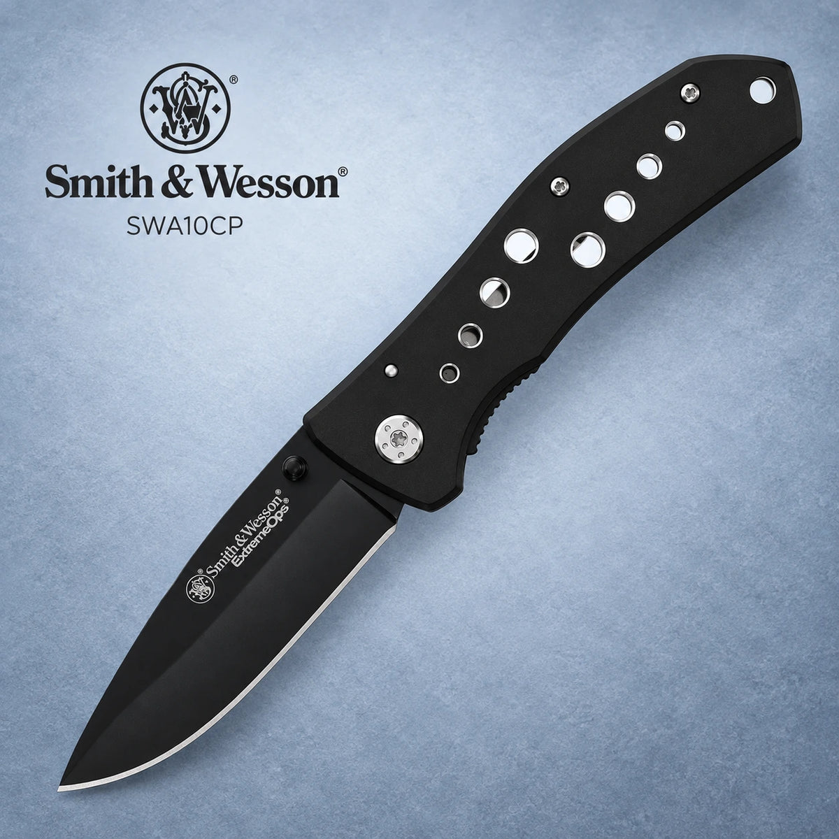 Smith & Wesson SWA10CP EDC Folding Pocket Knife – Drop Point Stainless Steel Blade, Liner Lock