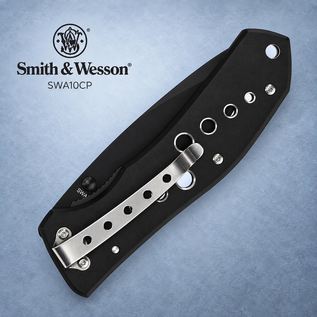 Smith & Wesson SWA10CP EDC Folding Pocket Knife – Drop Point Stainless Steel Blade, Liner Lock