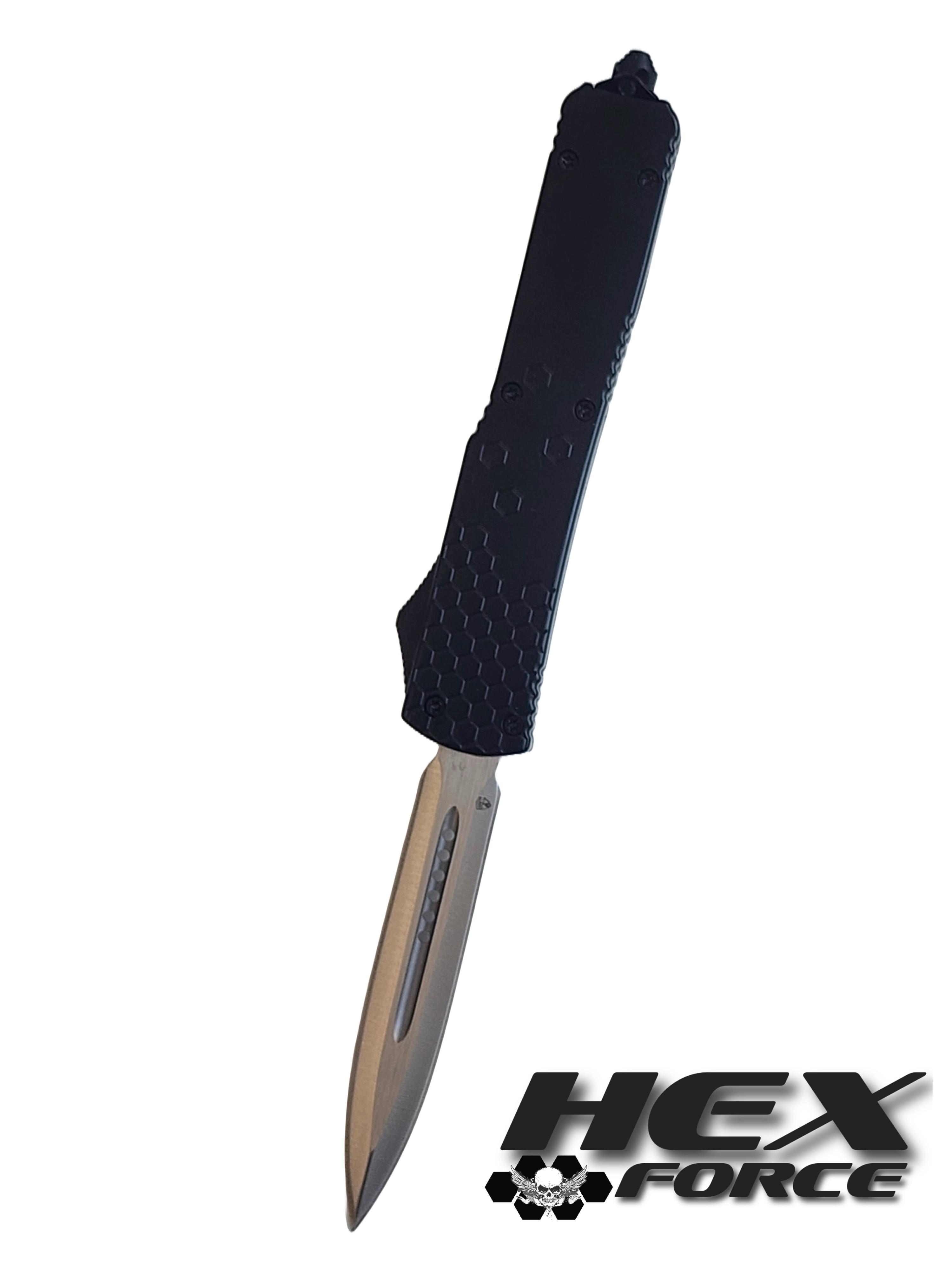 Venom Hex Force OTF Knife - Black (Satin Double Edge 3.25").
