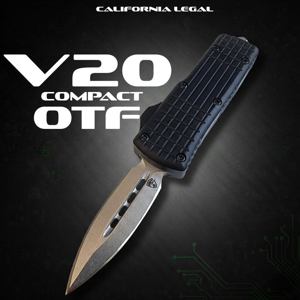 V20 Mini OTF Knife - Black (Satin DE 2.0")