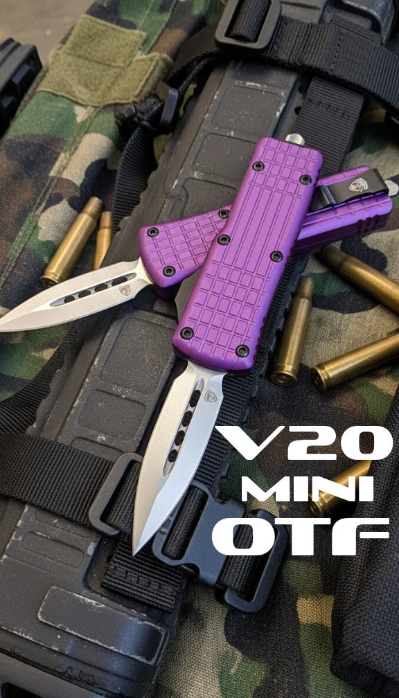 V20 Mini OTF Knife - Purple (Satin DE 2.0")