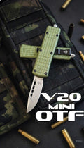 V20 Mini OTF Knife OD with Satin DP 2.0 inch blade, compact design for precision cutting