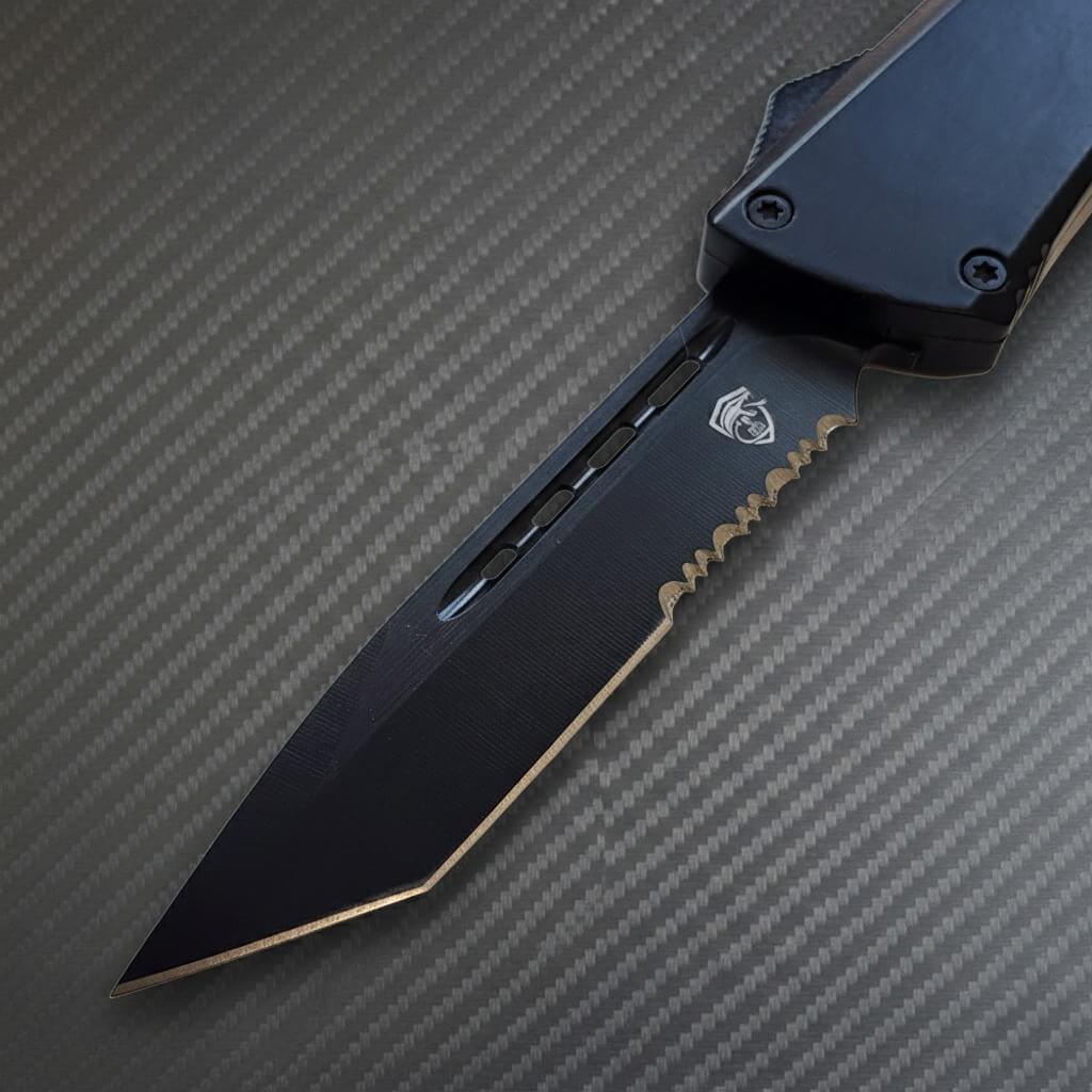 Venom V30R Tactical D/A OTF Knife in Black, sleek OTF blade with Tanto edge for premium performance.