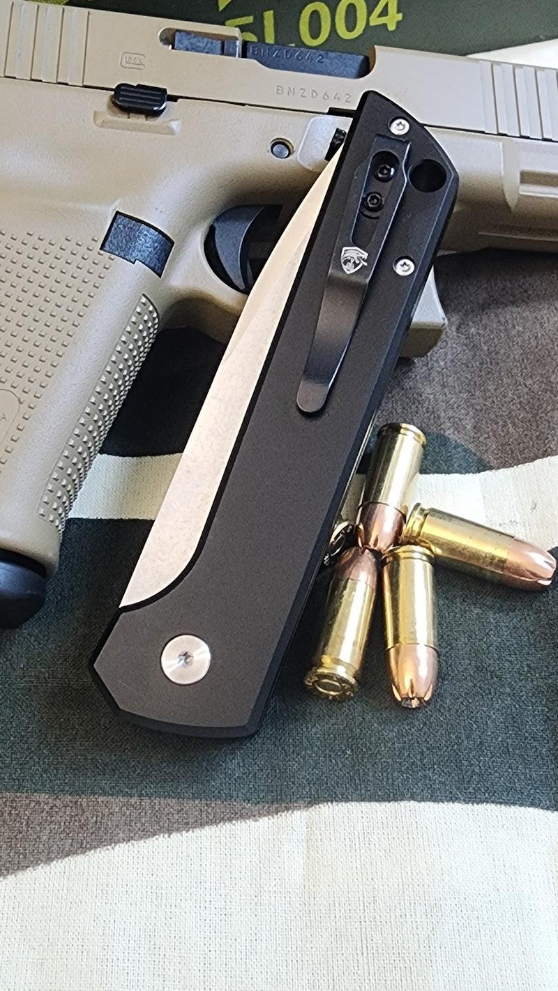 Raptor-9R Striker Automatic Knife with Satin Tanto 3.5 inch blade, durable and sleek design for precision cutting