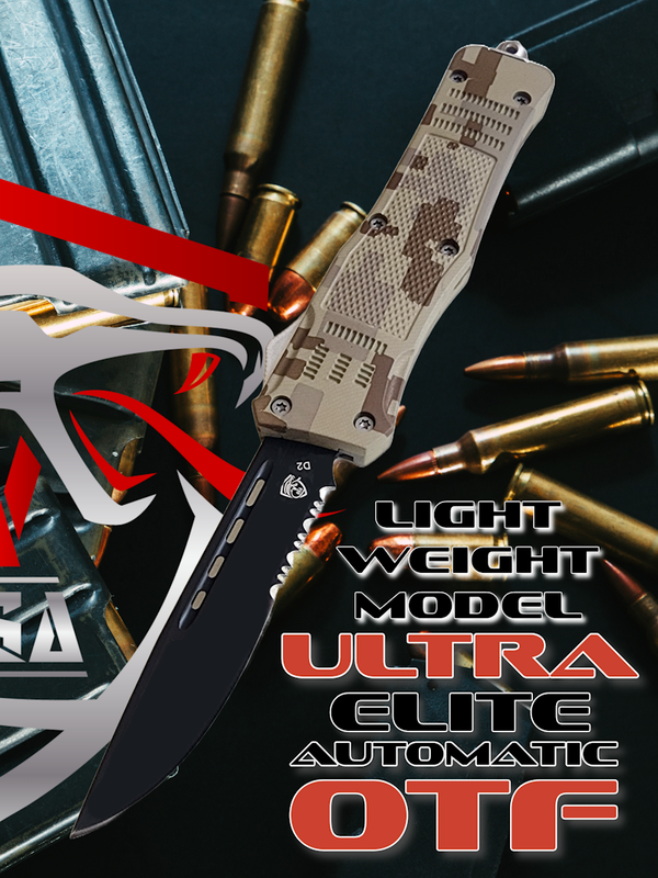 Venom 4TR-E ULTRA OTF Knife in Digital Camo, featuring superior durability and black drop point blade design