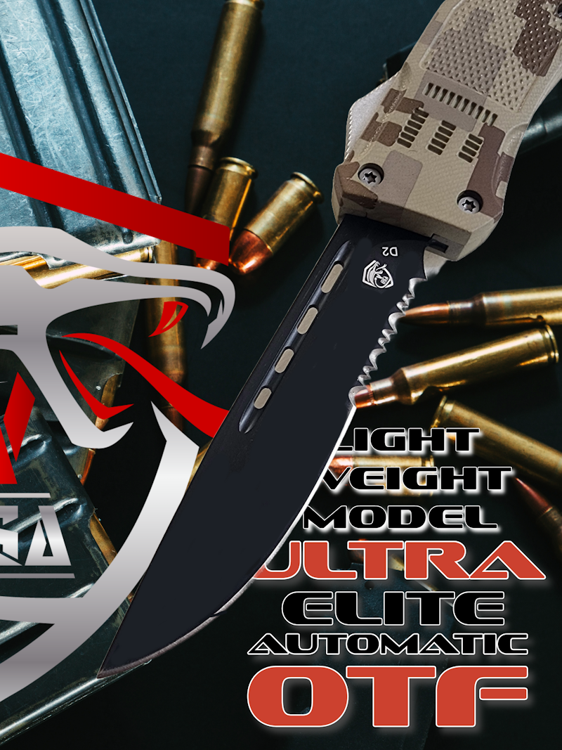 Venom 4TR-E ULTRA OTF Knife in Digital Camo, featuring superior durability and black drop point blade design