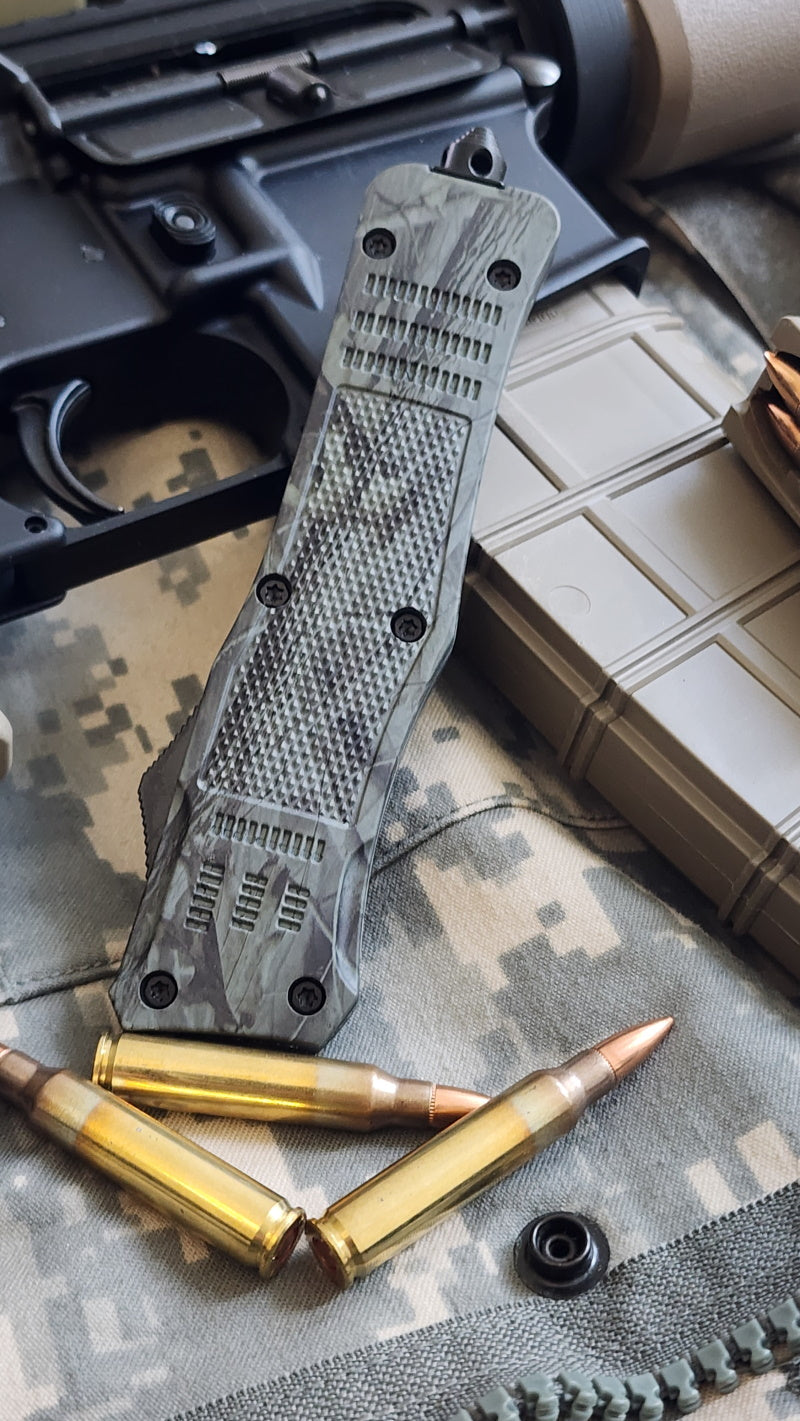 Close-up of venom extracted on a knife blade, highlighting the dangerous combination of venom and sharp weaponry.