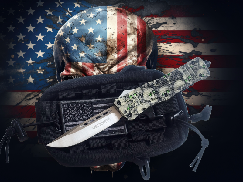 Venom 4TR ELITE Automatic OTF Knife - SOUL SEEKER (Satin Drop Point 3.4")