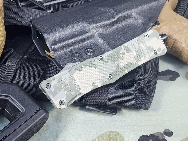 Venom 4TR ELITE Tactical OTF Knife - ACU Camo (Black Double Edge 3.4")