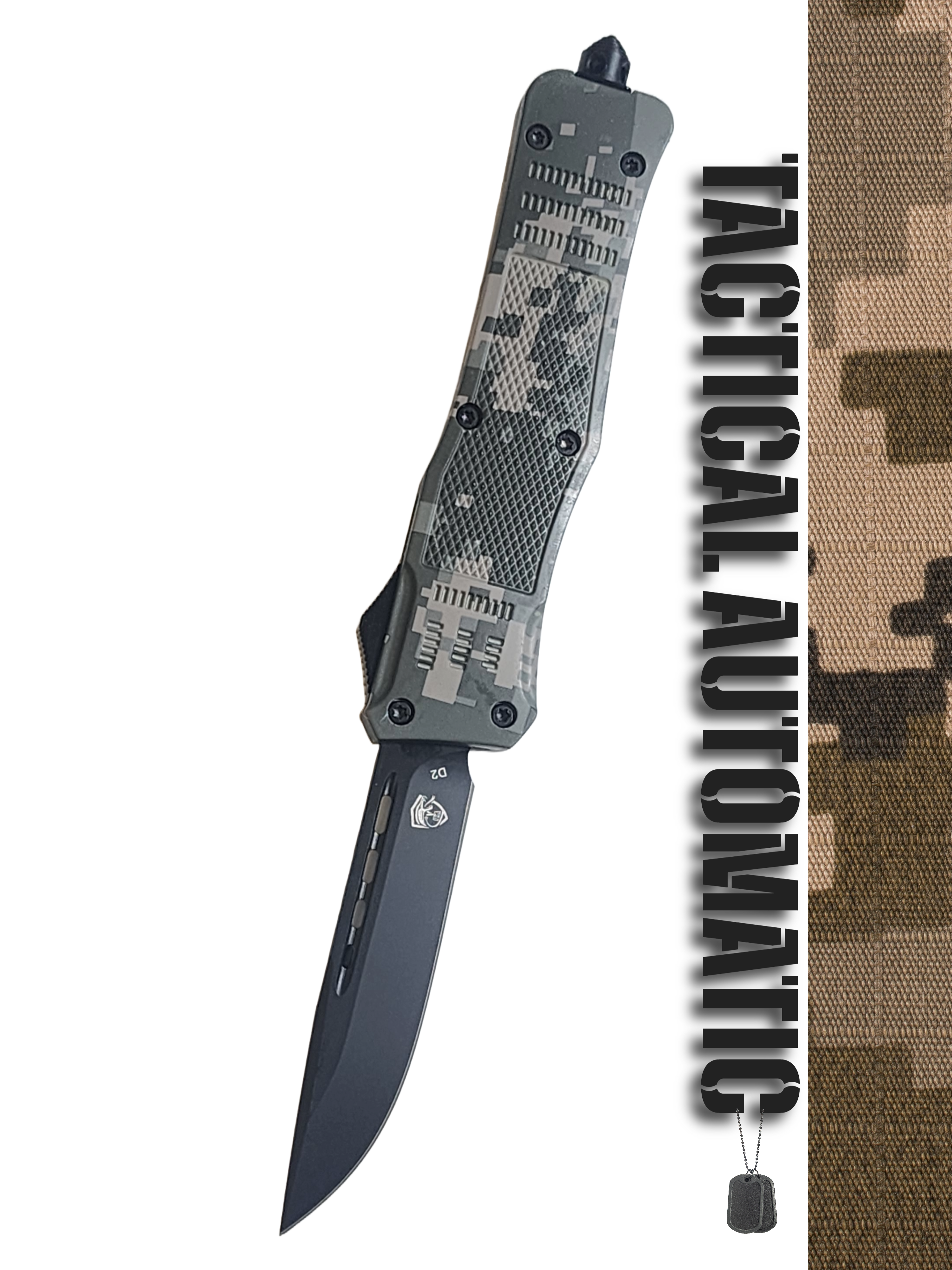 Venom 4TR ELITE Tactical OTF Knife - ACU Camo (Black Drop Point 3.4").