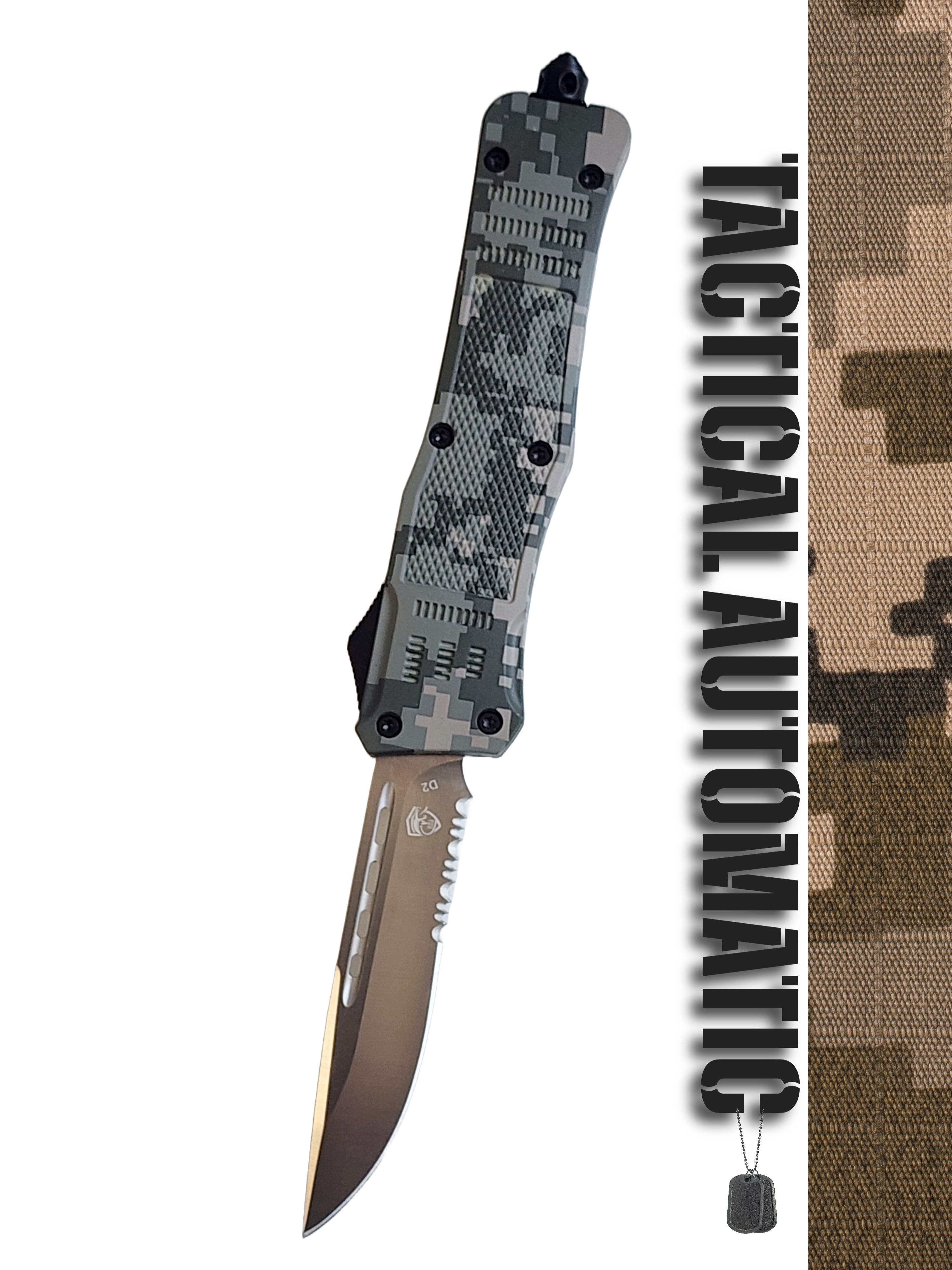 Venom 4TR ELITE Tactical OTF Knife - ACU Camo (Satin Drop Point Par Ser 3.4").