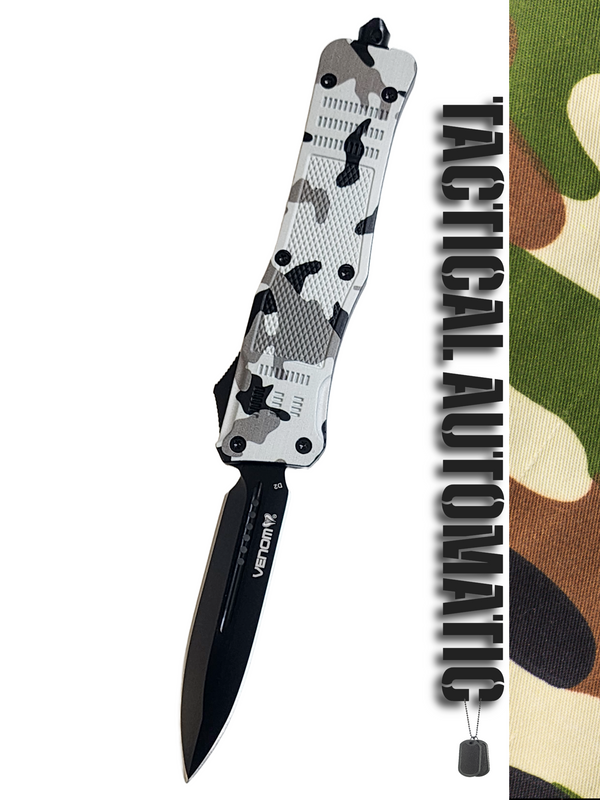 Venom 4TR ELITE Tactical OTF Knife - Armor Camo (Black Double Edge 3.4")