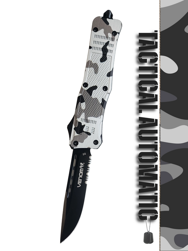 Venom 4TR ELITE Tactical OTF Knife - Armor Camo (Black Drop Point Par Ser 3.4")