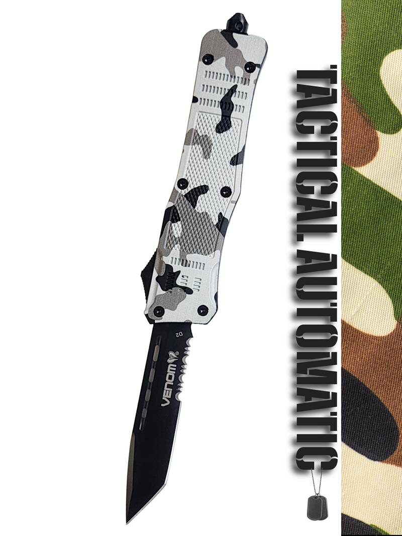 Venom 4TR ELITE Tactical OTF Knife - Armor Camo (Black Tanto Par Ser 3.4")