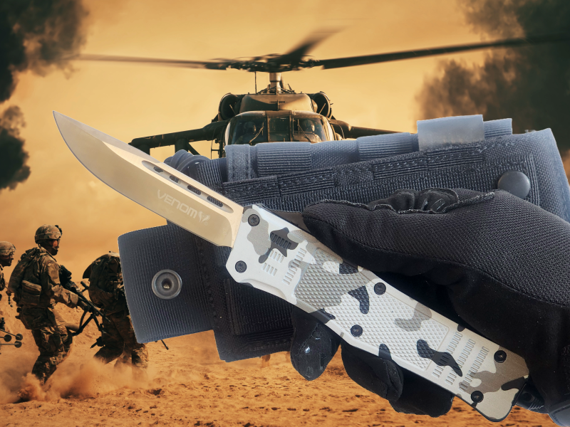 Venom 4TR ELITE Tactical OTF Knife - Armor Camo (Satin Drop Point 3.4").