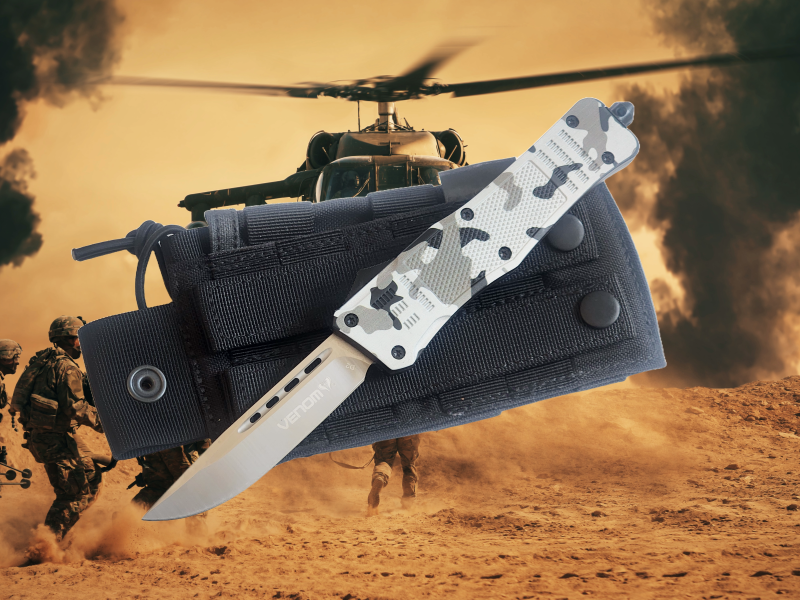Venom 4TR ELITE Tactical OTF Knife - Armor Camo (Satin Drop Point 3.4").