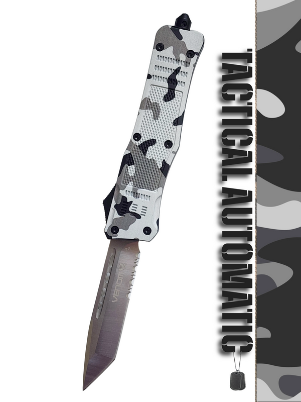 Venom 4TR ELITE Tactical OTF Knife - Armor Camo (Satin Tanto Par Ser 3.4")