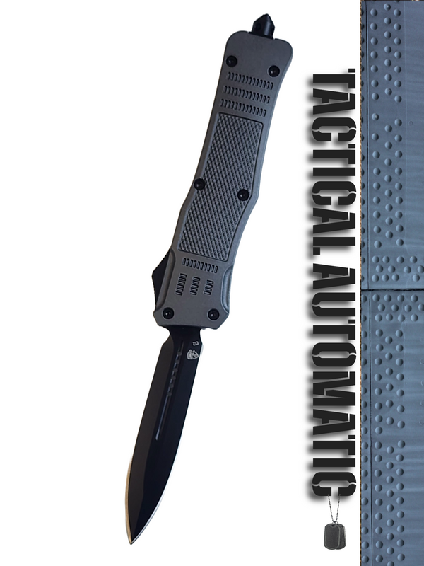 Venom 4TR ELITE Tactical OTF Knife - Battle Gray (Black Double Edge 3.4")