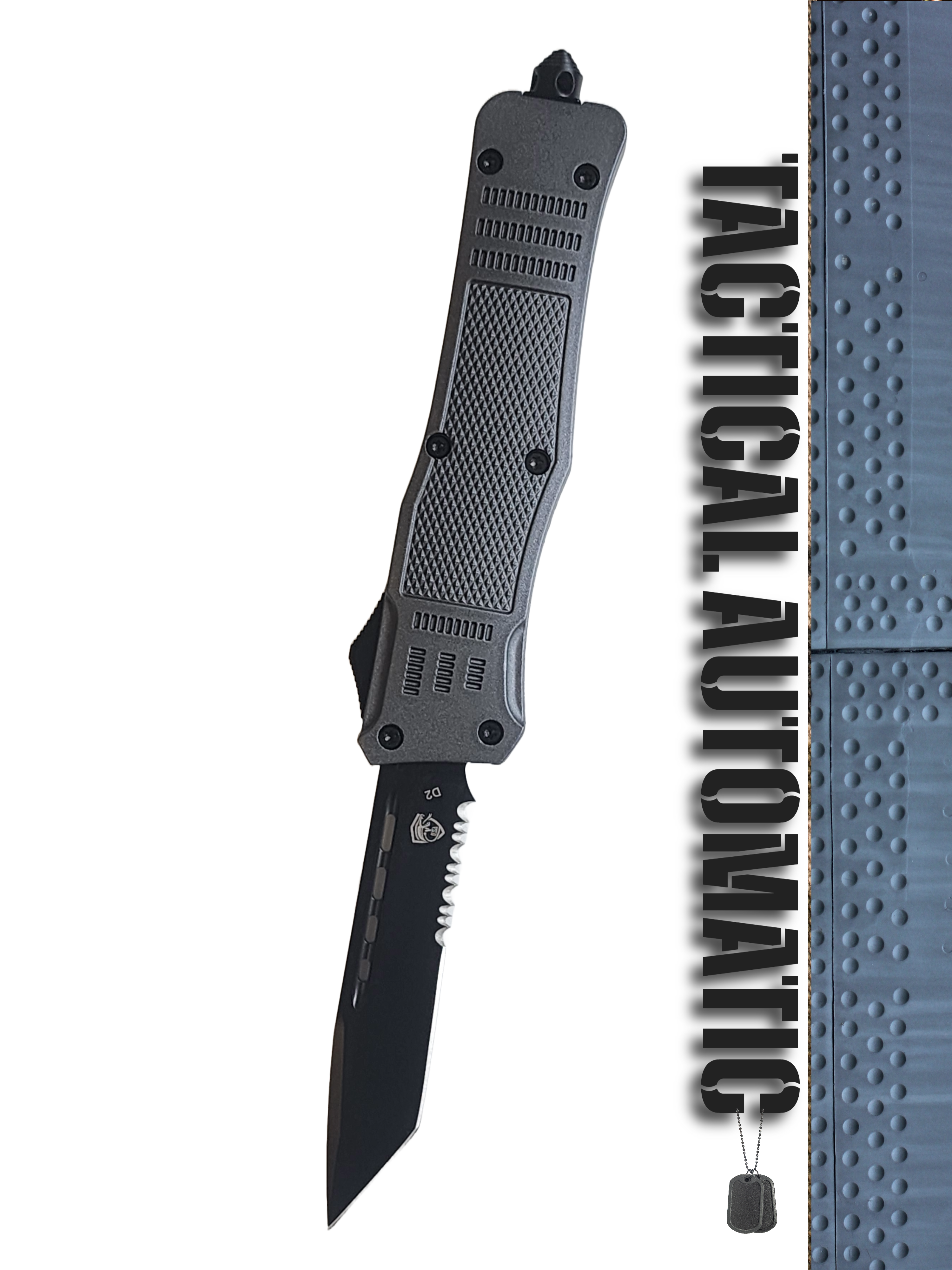 Venom 4TR ELITE Tactical OTF Knife - Battle Gray (Black Tanto Par Ser 3.4").