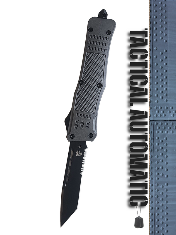 Venom 4TR ELITE Tactical OTF Knife - Battle Gray (Black Tanto Par Ser 3.4")