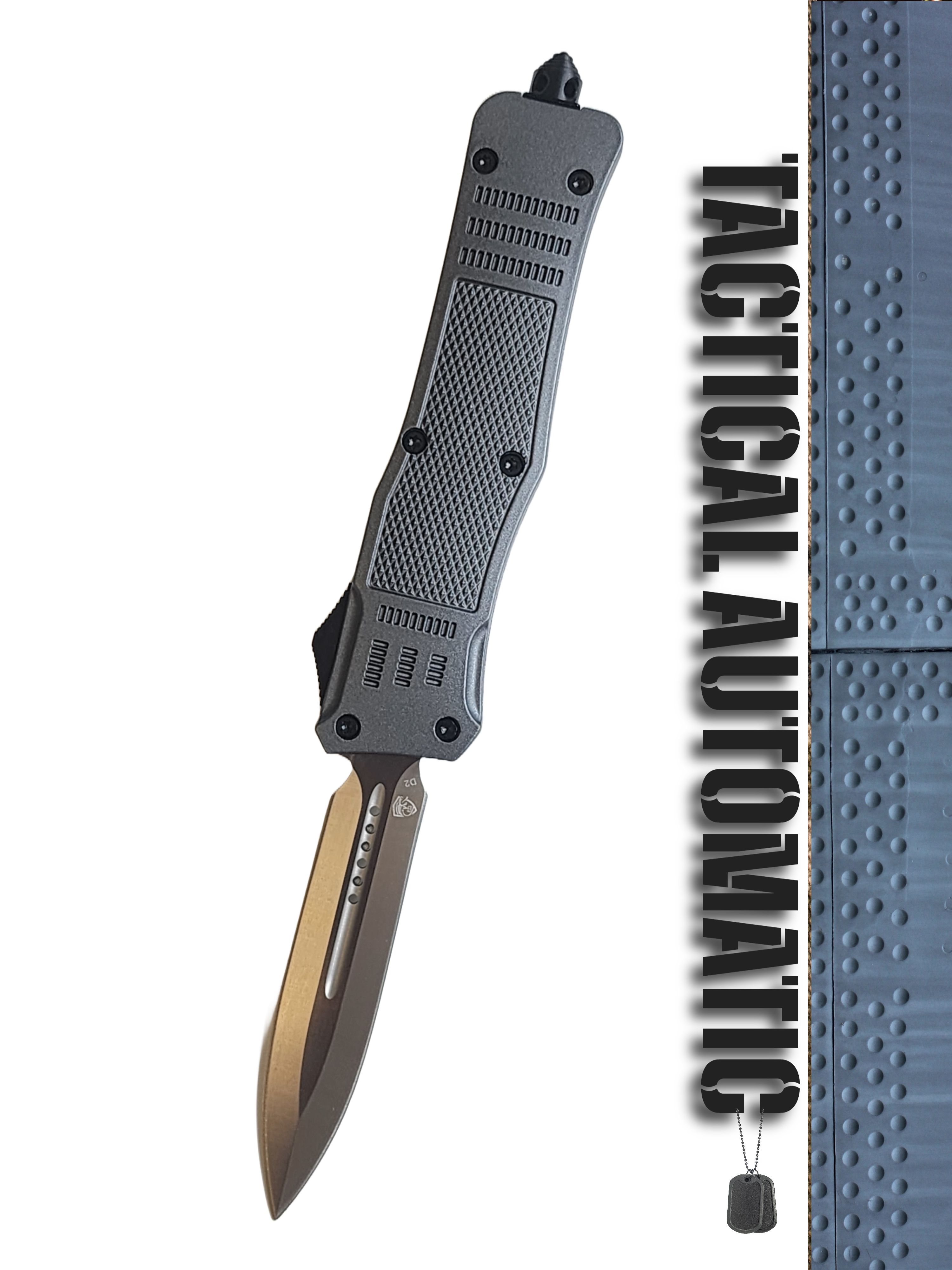 Venom 4TR ELITE Tactical OTF Knife - Battle Gray (Satin Double Edge 3.4").