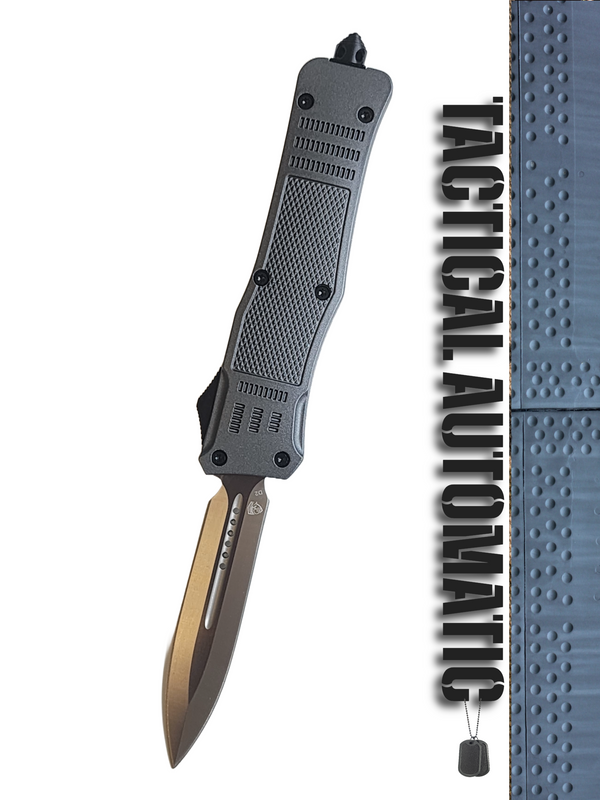 Venom 4TR ELITE Tactical OTF Knife - Battle Gray (Satin Double Edge 3.4")