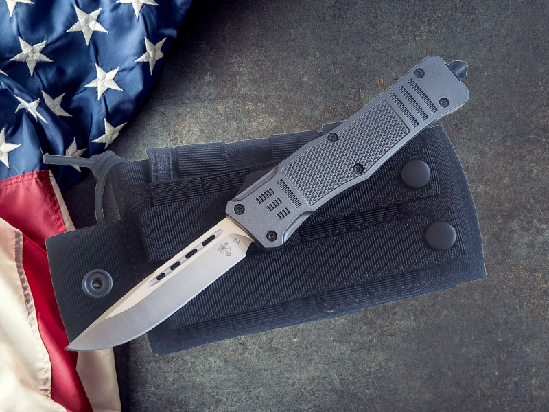 Venom 4TR ELITE Tactical OTF Knife - Battle Gray (Satin Drop Point 3.4")