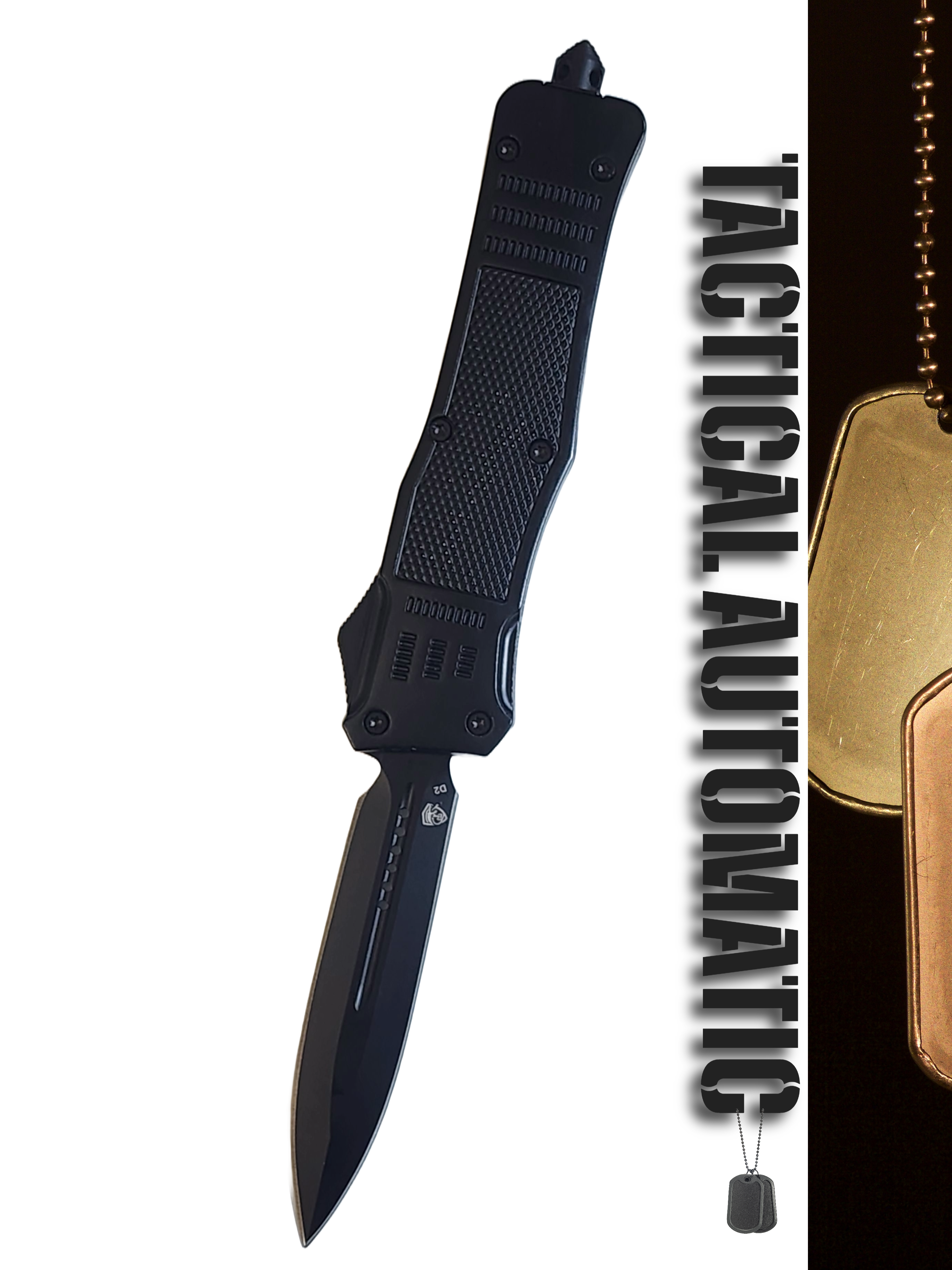 Venom 4TR ELITE Tactical OTF Knife - Black (Black Double Edge 3.4").