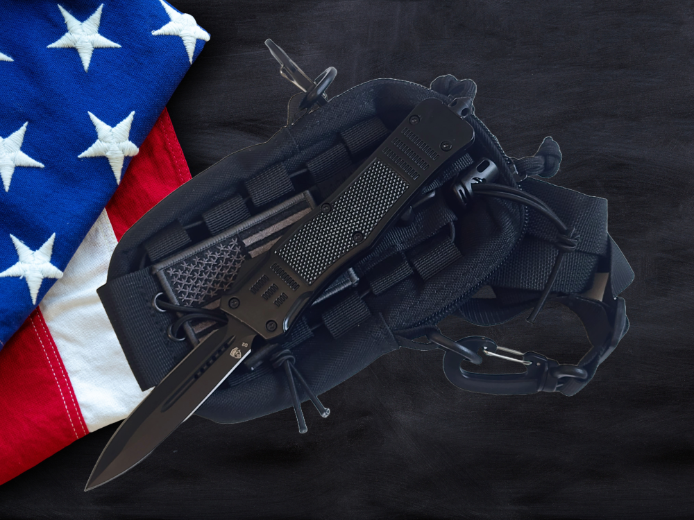 Venom 4TR ELITE Tactical OTF Knife - Black (Black Double Edge 3.4").