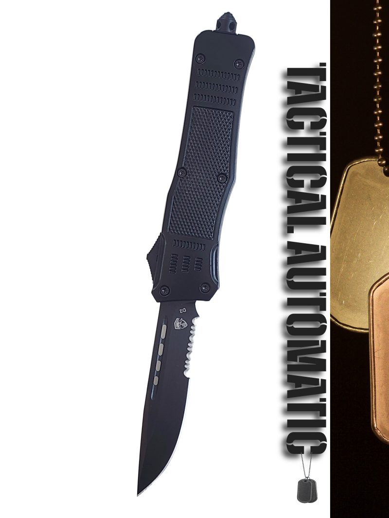 Venom 4TR ELITE Tactical OTF Knife - Black (Black Drop Point Par Ser 3.4").