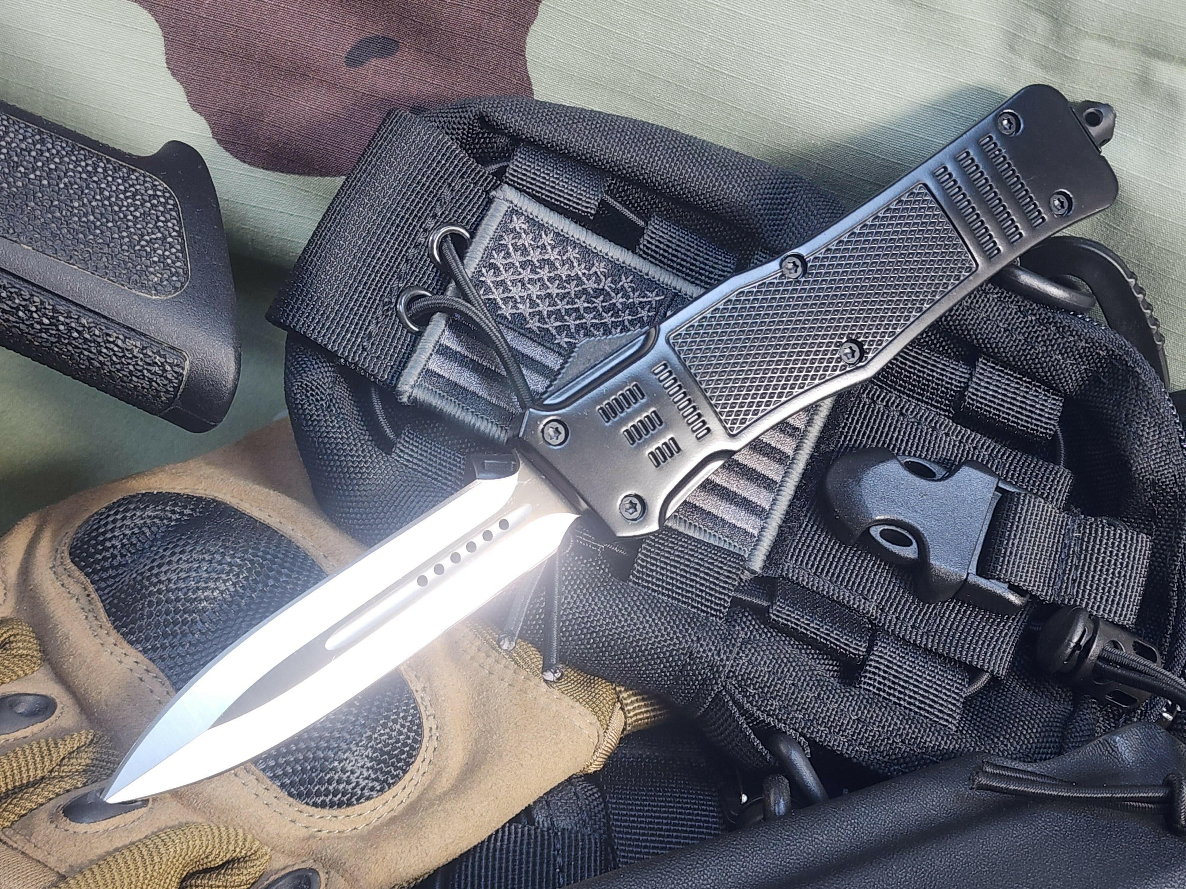 Venom 4TR ELITE Tactical OTF Knife - Black (Satin Double Edge 3.4").