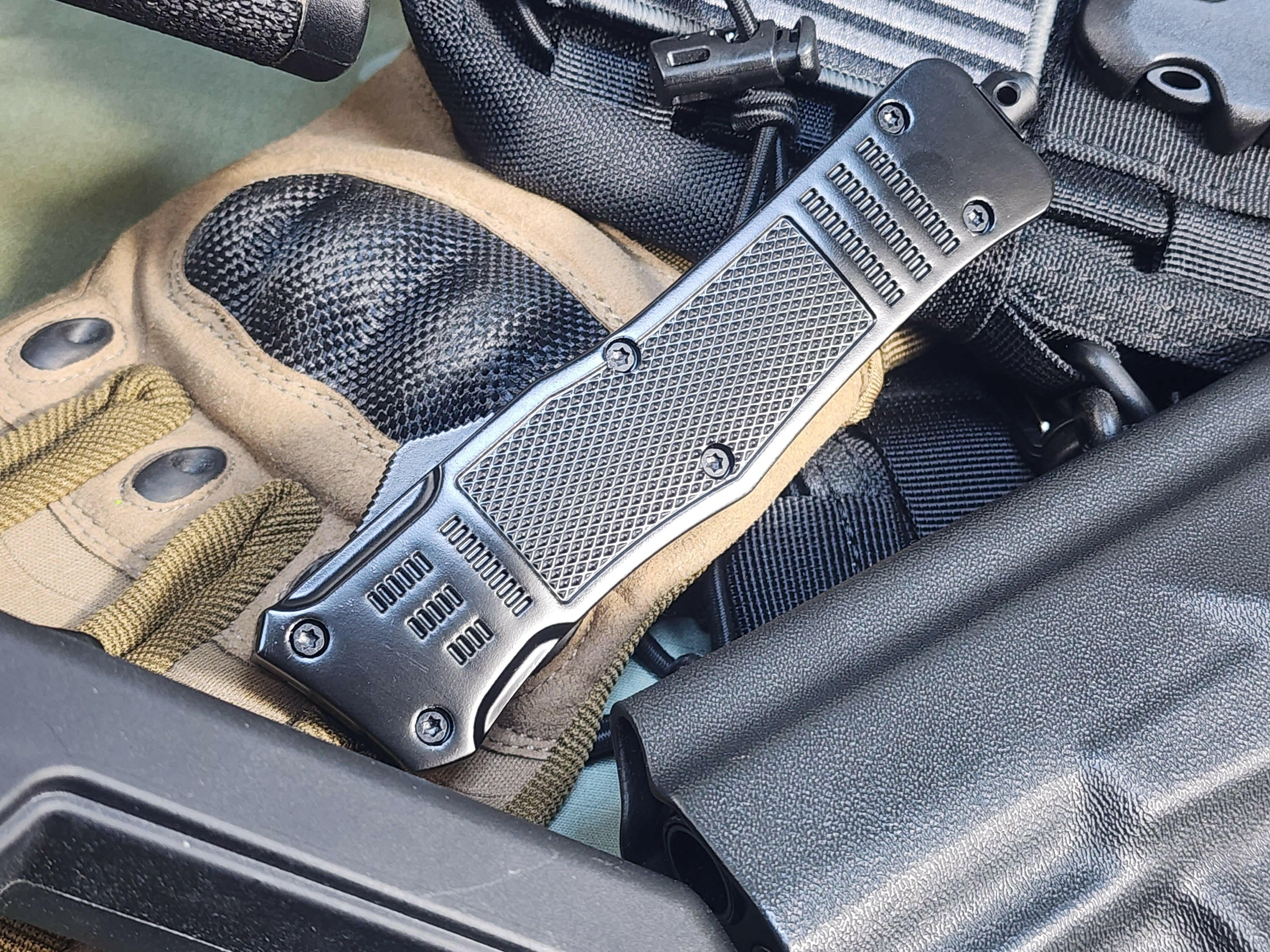 Venom 4TR ELITE Tactical OTF Knife - Black (Satin Double Edge 3.4").