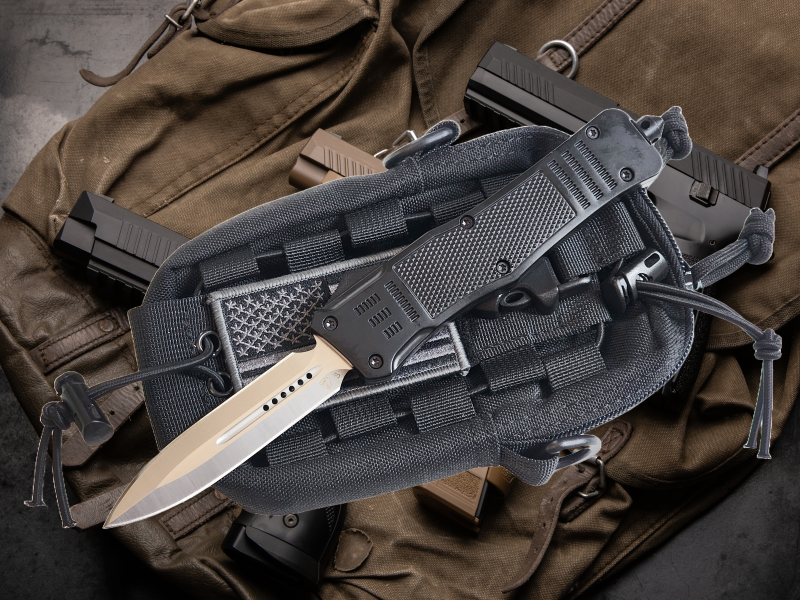 Venom 4TR ELITE Tactical OTF Knife - Black (Satin Double Edge 3.4").