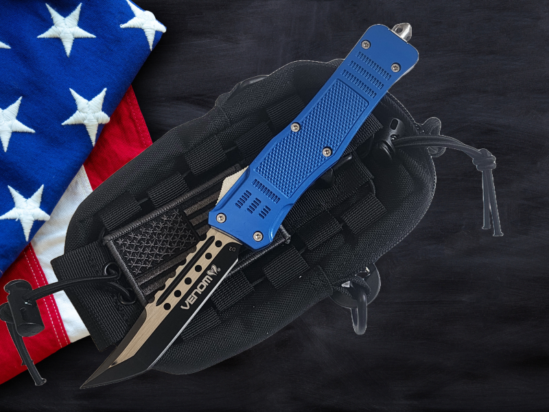 Venom 4TR ELITE Tactical OTF Knife - Blue Devil (Spartan 3.4")