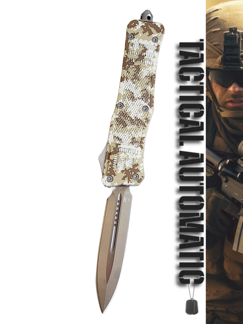 Venom 4TR ELITE Tactical OTF Knife - Desert Camo (Satin Double Edge 3.4").