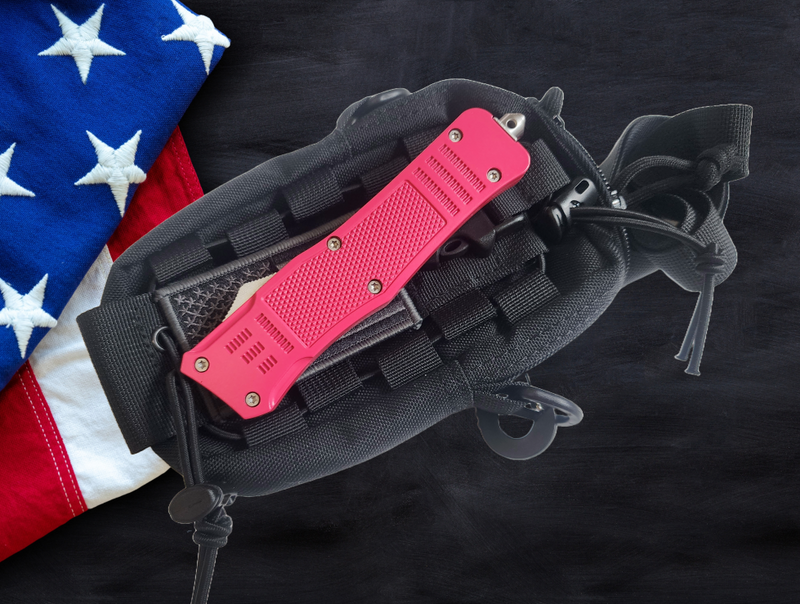 Venom 4TR ELITE Tactical OTF Knife - Pink (Satin Double Edge 3.4")