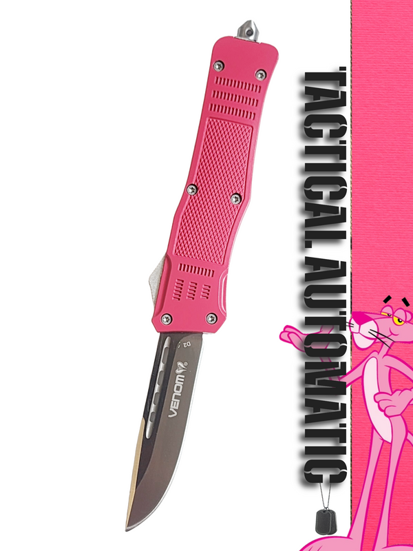 Venom 4TR ELITE Tactical OTF Knife - Pink (Satin Drop Point 3.2")