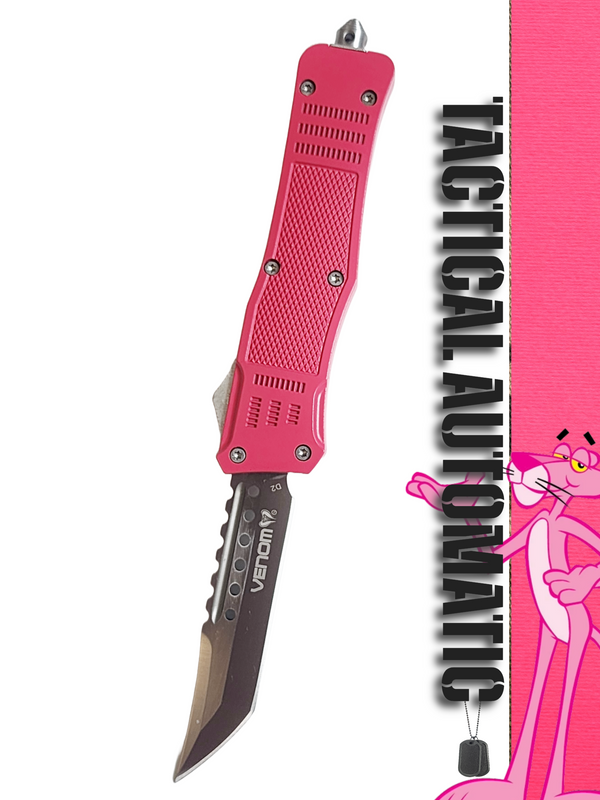 Venom 4TR ELITE Tactical OTF Knife - Pink (Satin Spartan 3.4")