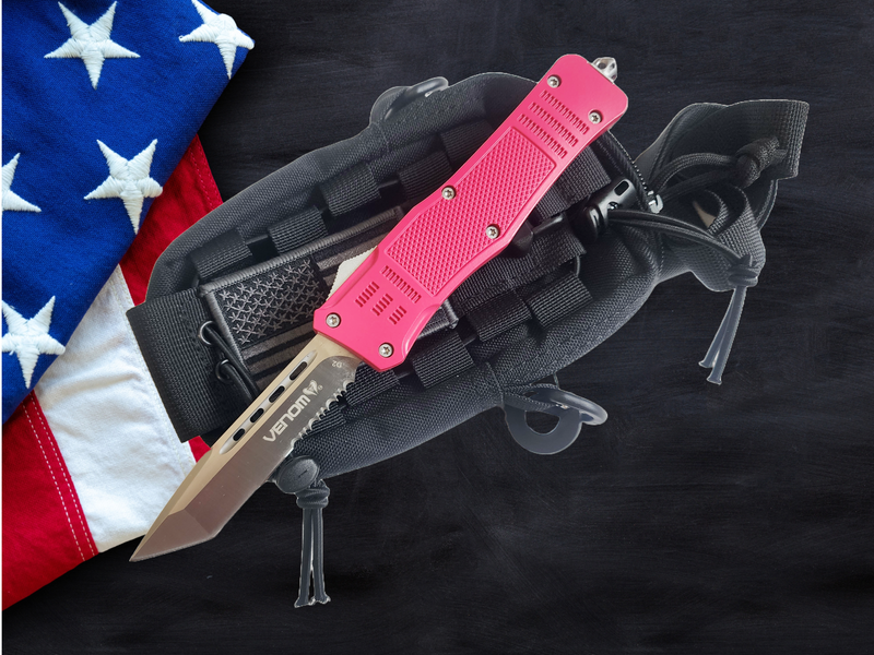 Venom 4TR ELITE Tactical OTF Knife - Pink (Satin Tanto Par Ser 3.4")