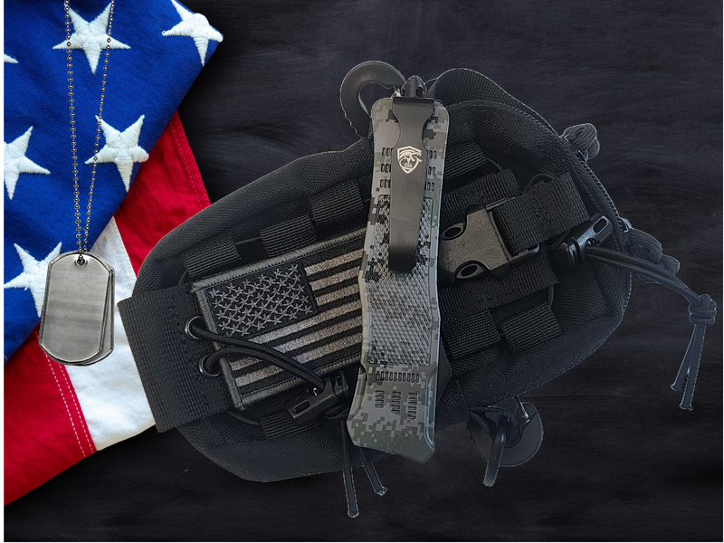 Venom 4TR ELITE Tactical OTF Knife - Recon Camo (Black Double Edge 3.4").