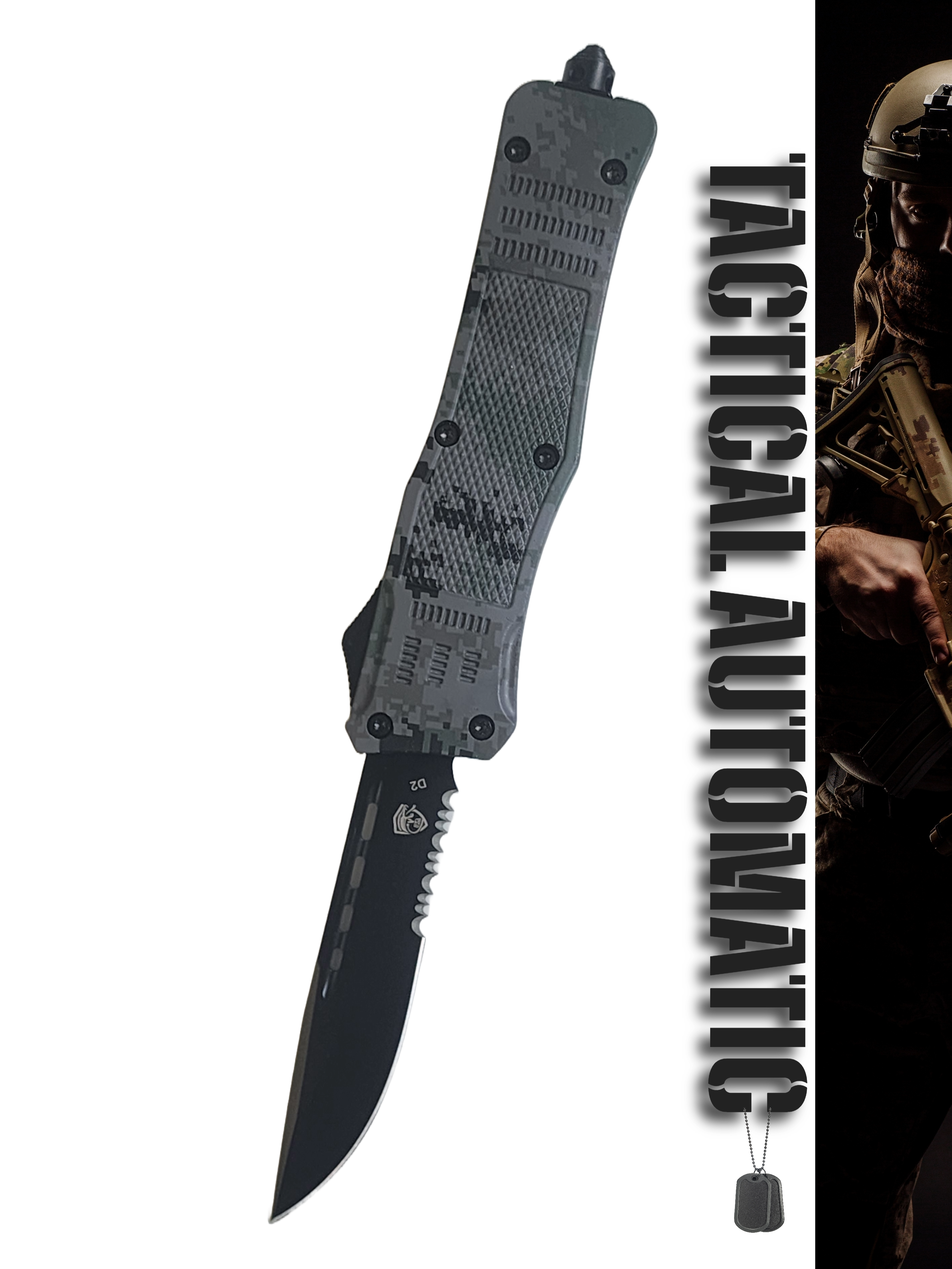 Venom 4TR ELITE Tactical OTF Knife - Recon Camo (Black Drop Point Par Ser 3.4").