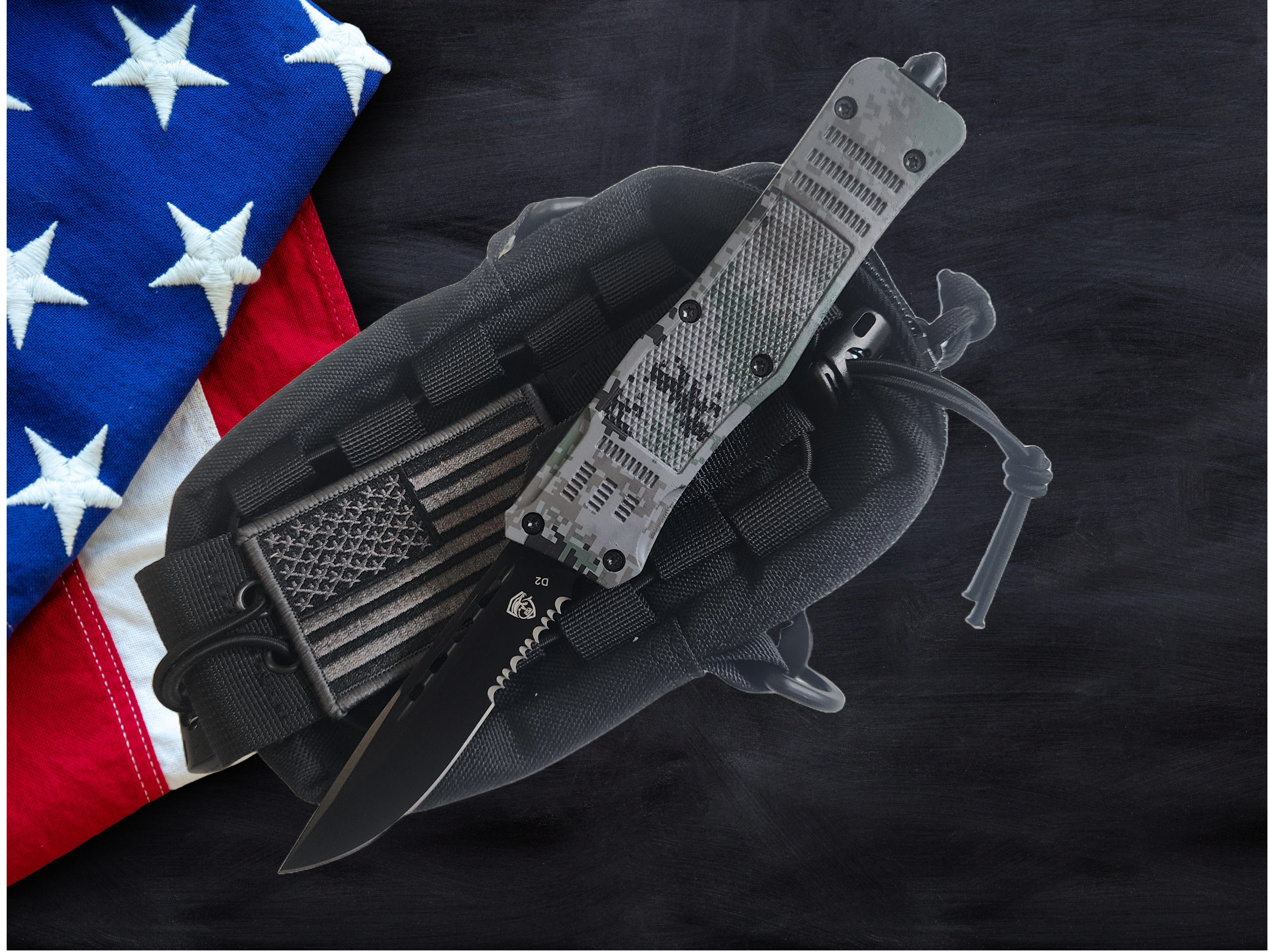 Venom 4TR ELITE Tactical OTF Knife - Recon Camo (Black Drop Point Par Ser 3.4").